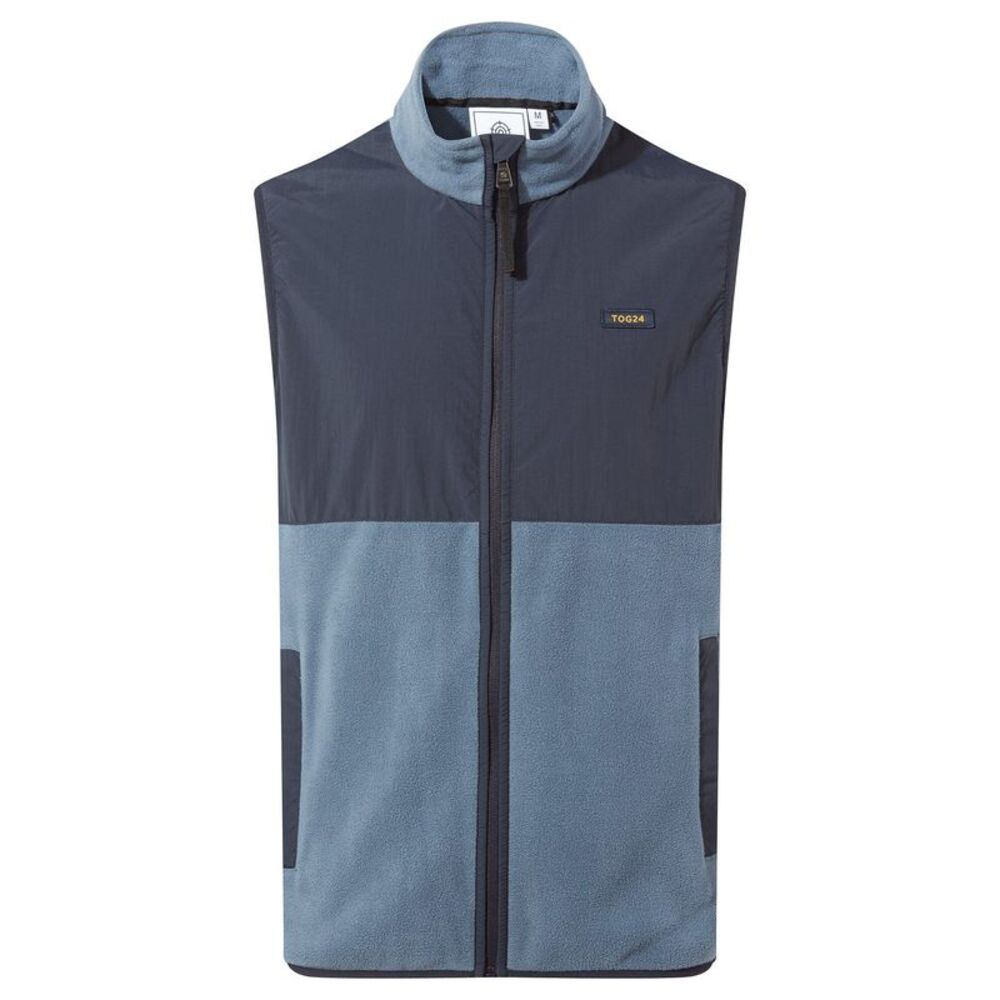 TOG24 Mens Maray Contrast Fleece Vest / Steel Blue/Dark Indigo